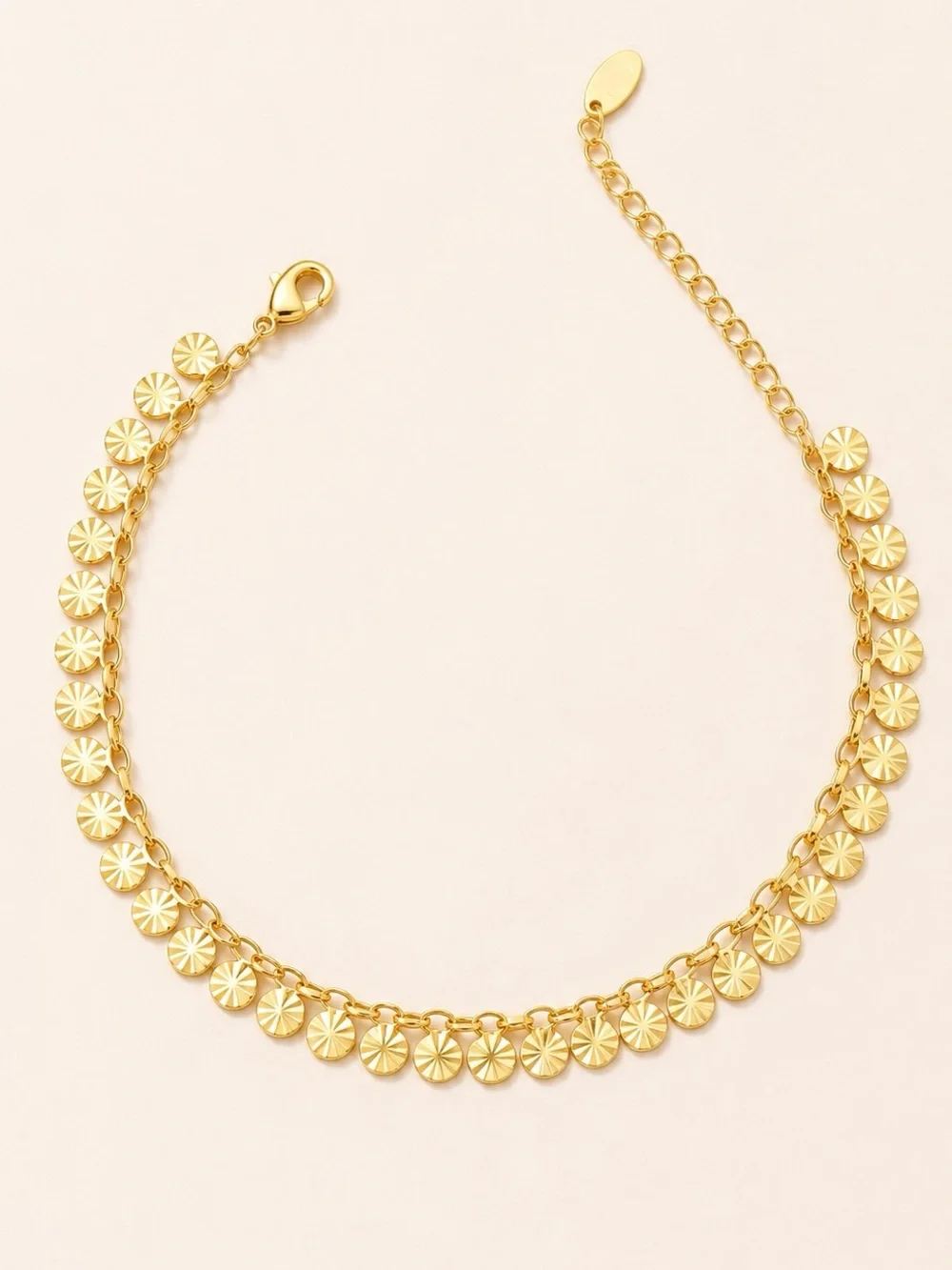 3/$40! 14k Gold Plated Dainty Disc Charm Anklet Water Resistant Adjustable